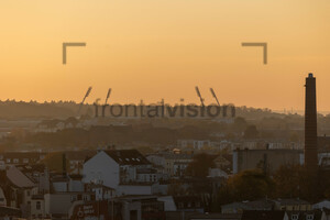 Flutlichtmasten Ostseestadion Rostock Sonnenuntergang
