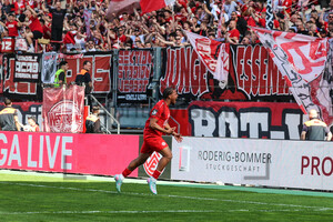 Eric Voufack Torjubel Rot-Weiss Essen - FC Erzgebirge Aue 12.04.2025
