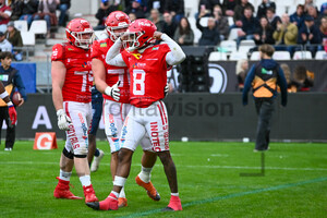 Touchdownjubel Jaylon Henderson ERIMA GFL Bowl Potsdam Royals Dresden Monarchs Spielfotos 12.10.2024