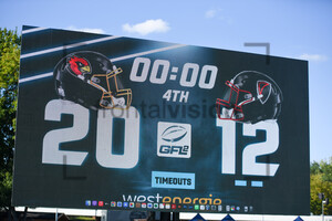 Anzeigentafel Endstand GFL2 Assindia Cardinals vs. Solingen Paladins 28.08.2022