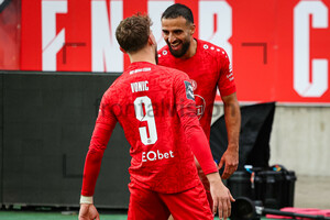 Ramien Safi, Leonardo Vonic Torjubel 3:0 Rot-Weiss Essen - Energie Cottbus 02.11.2024