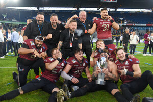 Siegesfeier ELF Championship Game Rhein Fire gegen Stuttgart Surge Spielfotos 24.09.2023