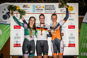 JÄHRIG Fabienne, LITTBARSKI GRAY Seana, REIßNER Lena Charlotte: DM Omnium 2023 - Frankfurt Oder