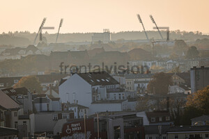 Flutlichtmasten Ostseestadion Rostock Sonnenuntergang