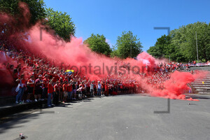 RWE Fans Pyro Einstimmung vor Spiel Dubois-Arena Borbeck 11.05.2025