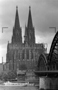Cologne Cathedral with Hohenzollern Bridge 1965: Historical Image