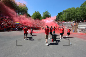 RWE Fans Pyro Einstimmung vor Spiel Dubois-Arena Borbeck 11.05.2025
