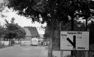 Tourists at national border crossing East Germany  Czechoslovakia near Altenberg Geising: Historical Image